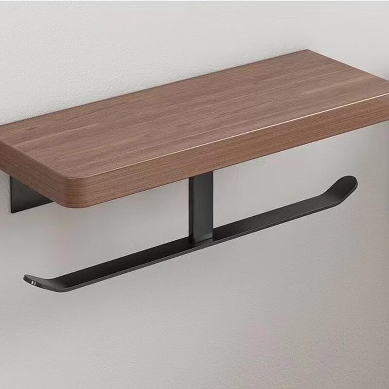 Walnut Wood Tabletop Tissue Holder with Storage Shelf