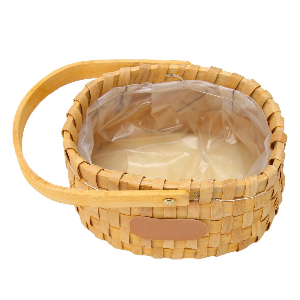Rattan Flower Basket Safe Durable Wide Smoothing Handle Portable Handwoven Easter Basket for Party Wedding Family