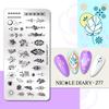 NICOLE DIARY Leopard Flower Nail Stamping Plate Image Transfer Template Geometry Leaf Stainless Steel Stencil Nail Printing Tool