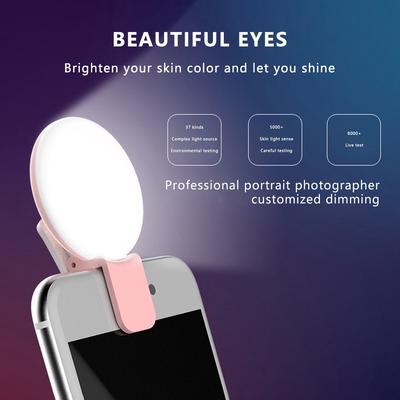 Selfie en direct en ligne S Flash LED Clip Rechargeable Lumière d'appoint