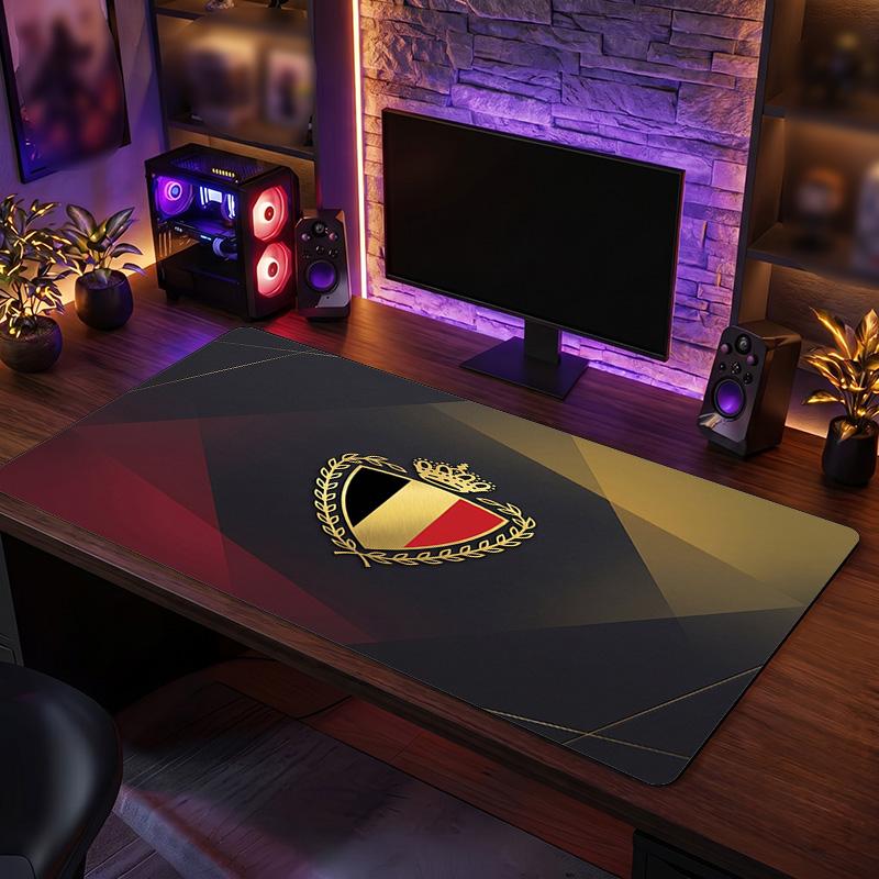 Belgium Football Crest Mouse Pad, Extended Non Slip Rubber Desk Mat for Gaming Office Laptop Fan Gift
