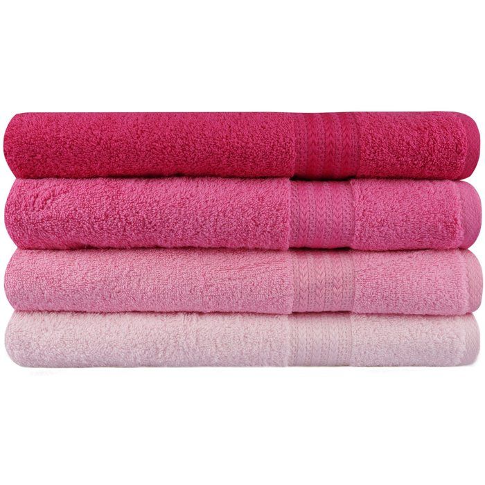 Ensemble de 4 serviettes de bain - 70 x 140 cm - Rose