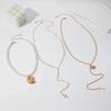 IngeSight.Z 3Pcs/Set Boho Conch Cross Pendant Necklace Women Imitation Pearl Layered Chain Necklace Summer Beach Neck Jewelry