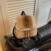 Women's New Fashionable Versatile Minimalist Textured Plush Backpack - Cute Girl's Small School Bag