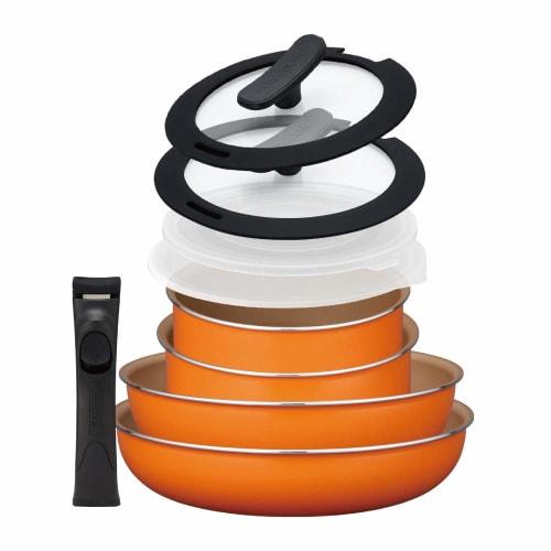 

Evercook 9-Piece Frying Pan Set, Detachable, Gas Stove Only, Orange, by Doshisha