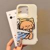 Couple 3-in-1 Mobile Phone Case Transparent Thickened Jelly 2-in-1 for Apple Mobile Phone Protective Case High-end Cartoon Style