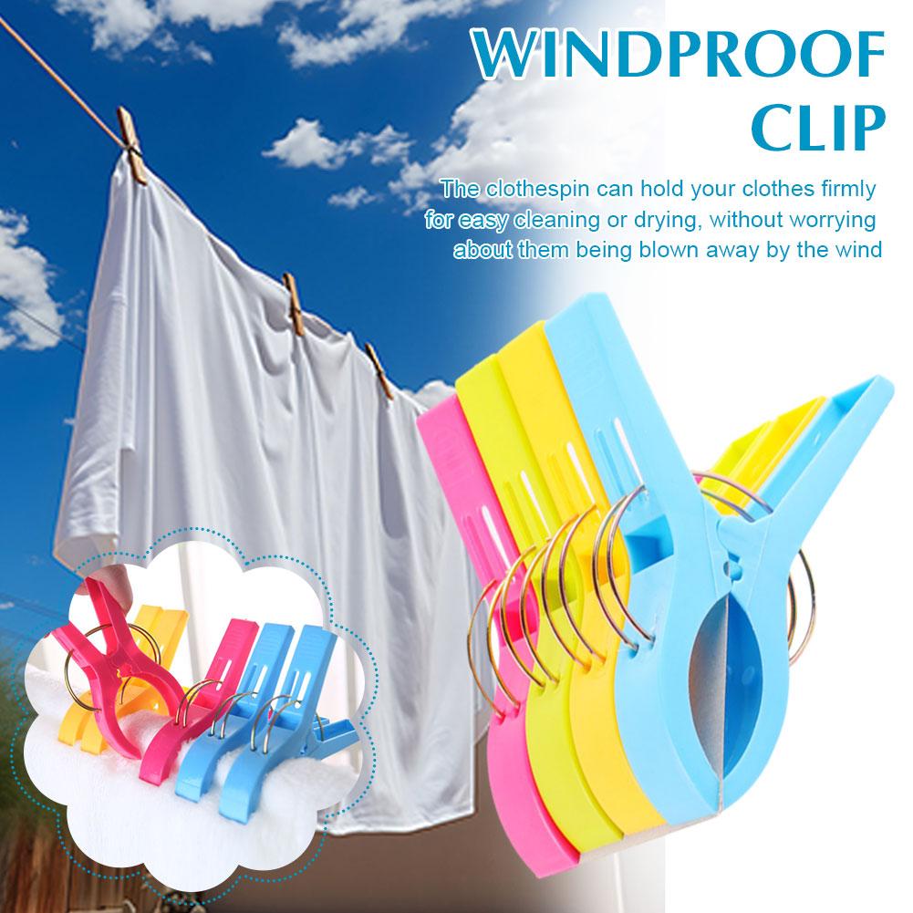4Pcs Beach Towel Clips Plastic Quilt Pegs for Laundry Sunbed Lounger Clothes Pegs For Home Bathroom Organization