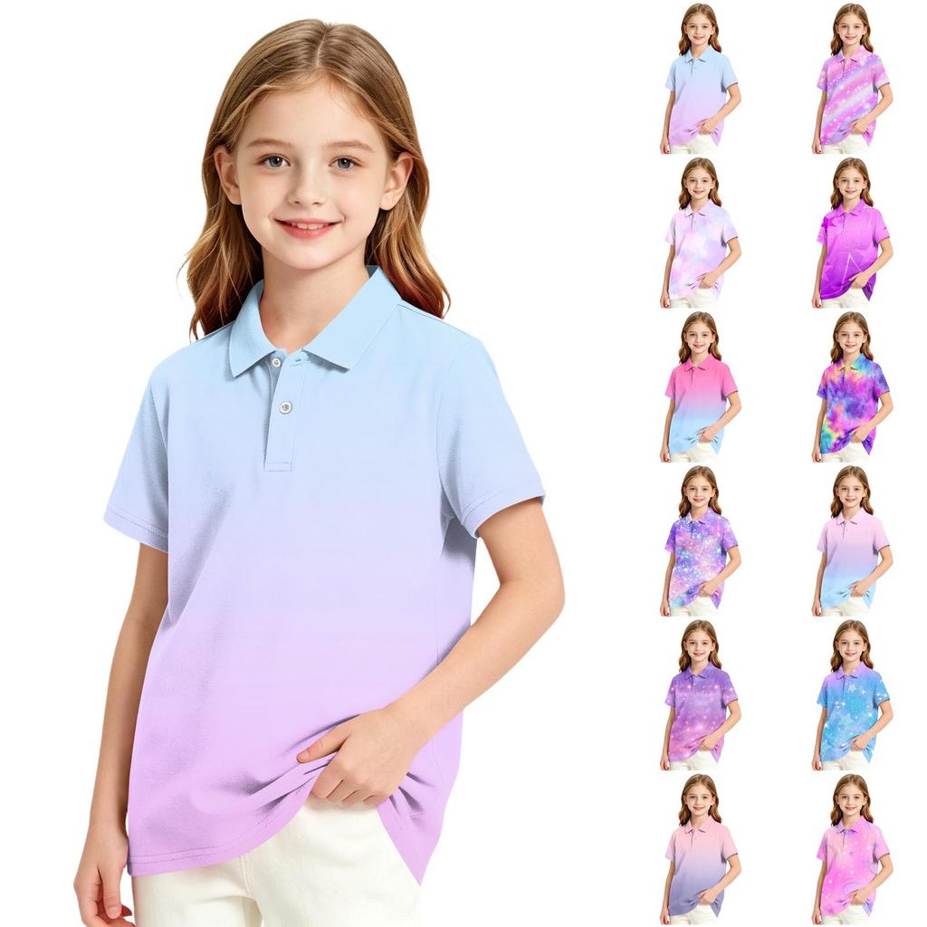 Girls' School Uniform Polka Dot T-Shirt - Versatile Casual Formal Top for Back to School Everyday Wear