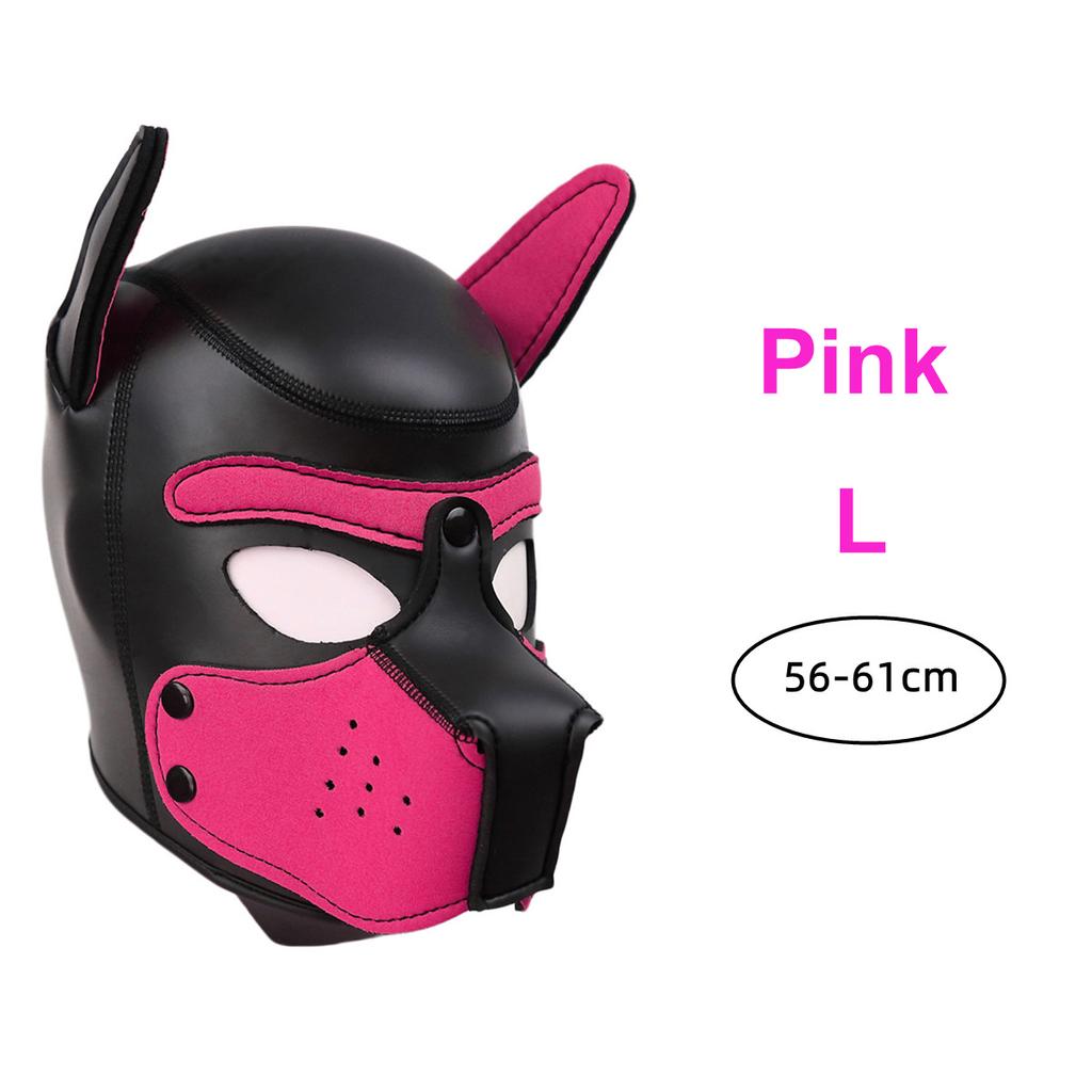 XL-Größe, brandneue, modische, gepolsterte Latex-Gummi-Rollenspiel-Hundemaske, Welpe, Cosplay, voller Kopf mit Ohren, 10 Farben, Leistung