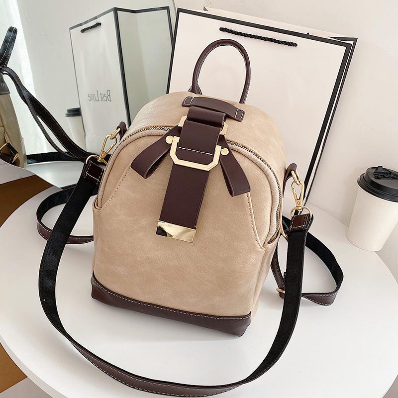 Ladies new PU leather fashionable small backpack casual and versatile academic style double-shoulder bag multi-functional crossbody bag for women хаки 2260₽