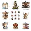 Elk Snowman Christmas Scene Ornaments 2D Flat Santa Claus Statue Ornaments  Gifts