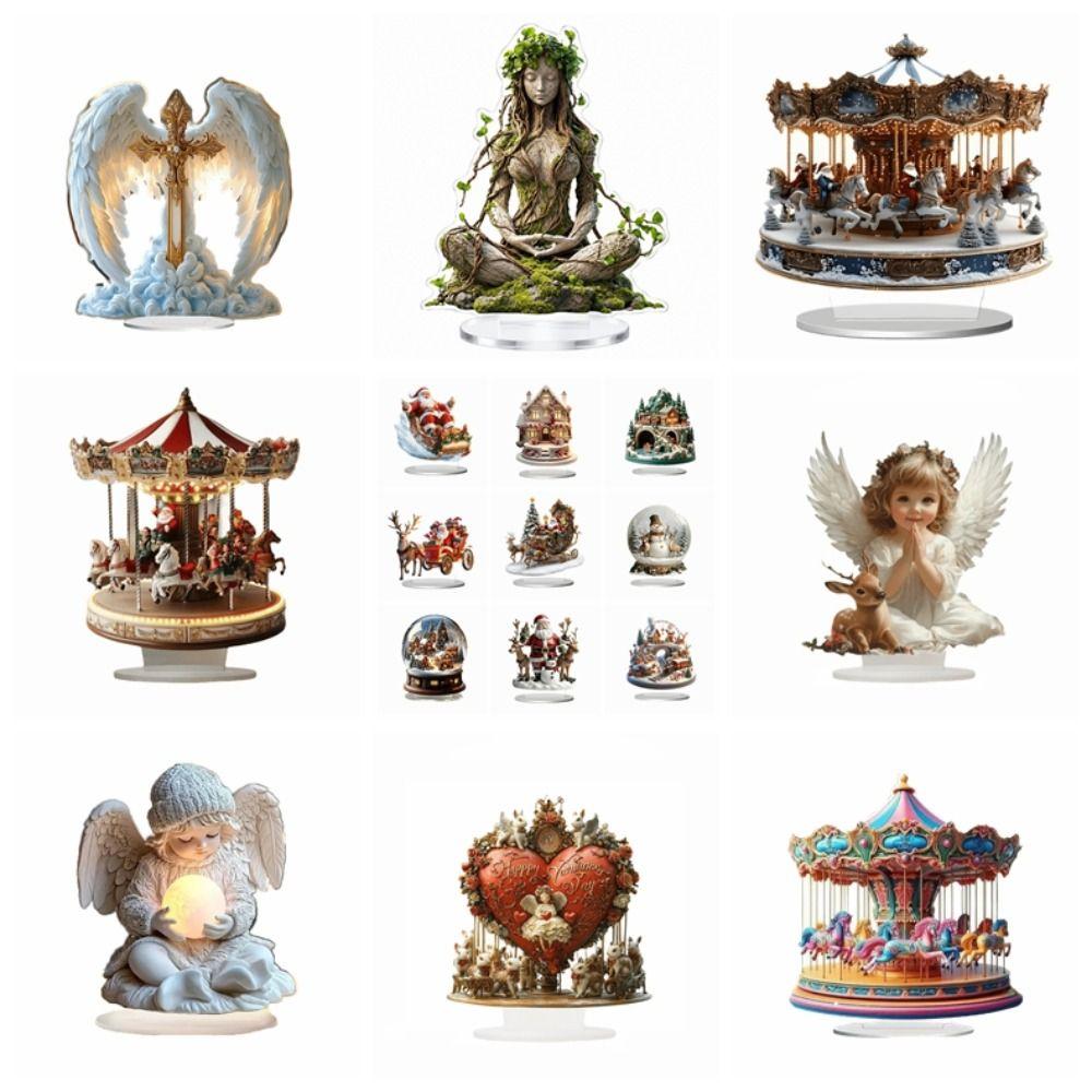 Elk Snowman Christmas Scene Ornaments 2D Flat Santa Claus Statue Ornaments Gifts