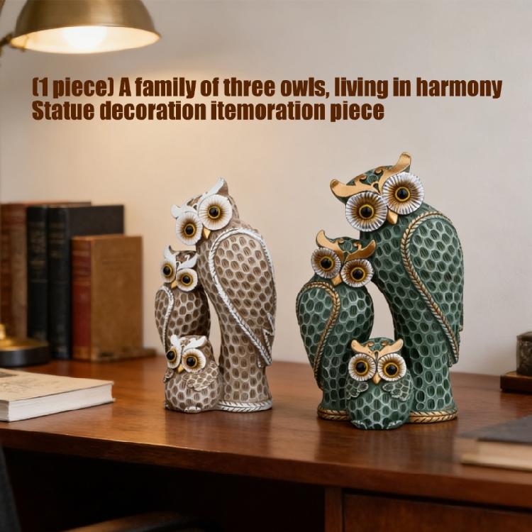Statues de Jardin Famille Chouettes Accessoires de Jardin Féérique Centres de Table Figurines Animales en Résine Sculptures Cadeau de Pendaison de Crémaillère