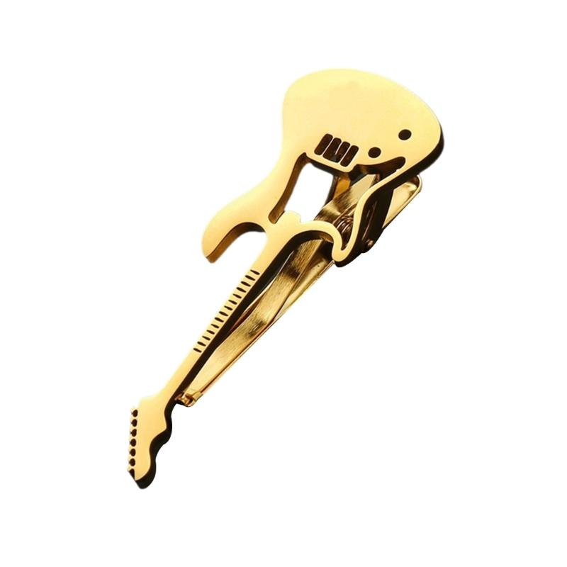 Creative Metal Punk Guitar Tie Clip Instrument Music Note Tie Pin Piano Key Necktie Buckle for Men's Necktie Accessories