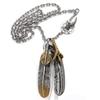 Stainless Steel Extra Large Feather Necklace Pendant Feather with Gold Gold Heart Gold Tip Feather Necklace [silver KYASYA] - Claw, Top, (2 Pieces) -