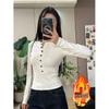 Women's Plus Size V-Neck Button-Up Knit Top, Long Sleeve, Slimming, Versatile for Autumn/Winter.