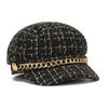 Hat Women's Autumn and Winter New Navy Hat Plaid British Retro Octagonal Hat S Chain Beret