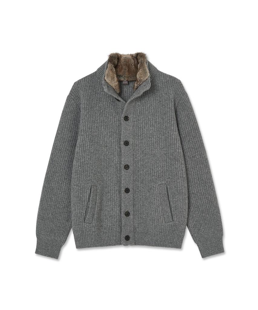 IOLO Merino Wool Knit Fur Jacket_Gray