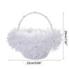Flower Girl Basket White Small Cloth Baskets with Faux Lace Flowers Decor for Wedding Ceremony Party Desktop Decor