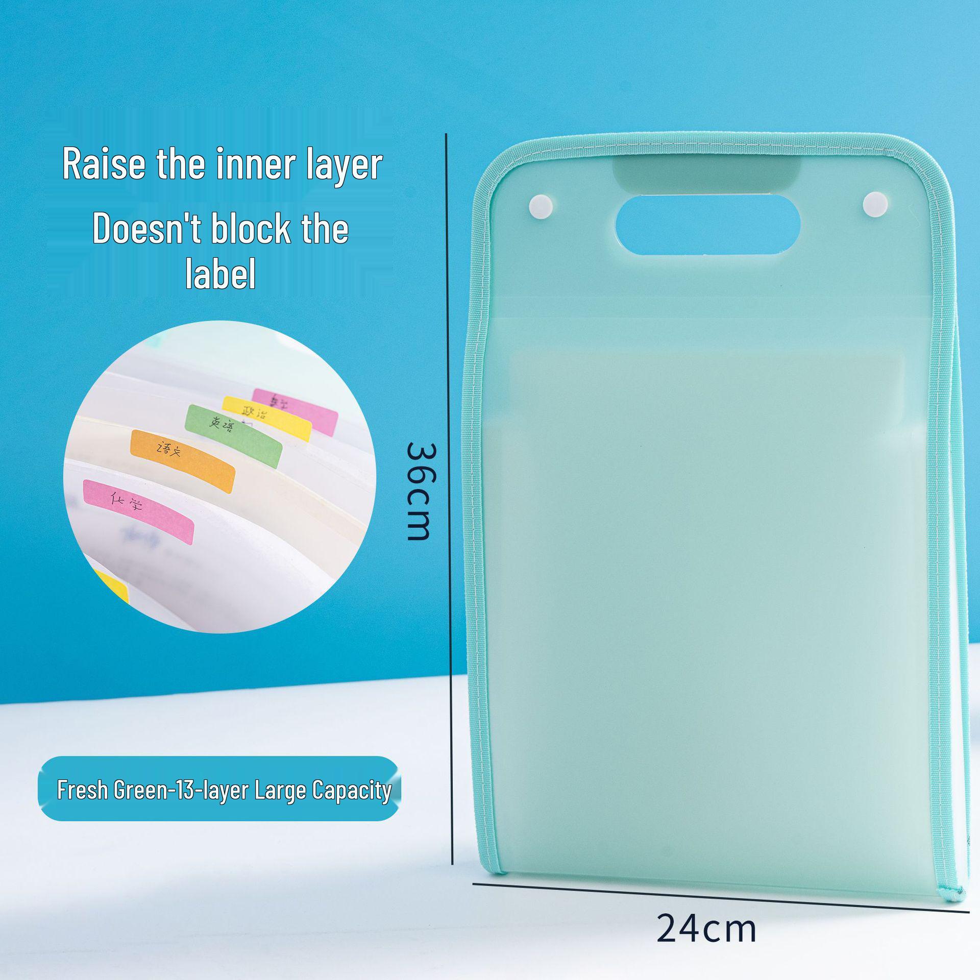 A4 Vertical Accordion File Folder with 13 Pockets - Portable Student Test Paper Organizer