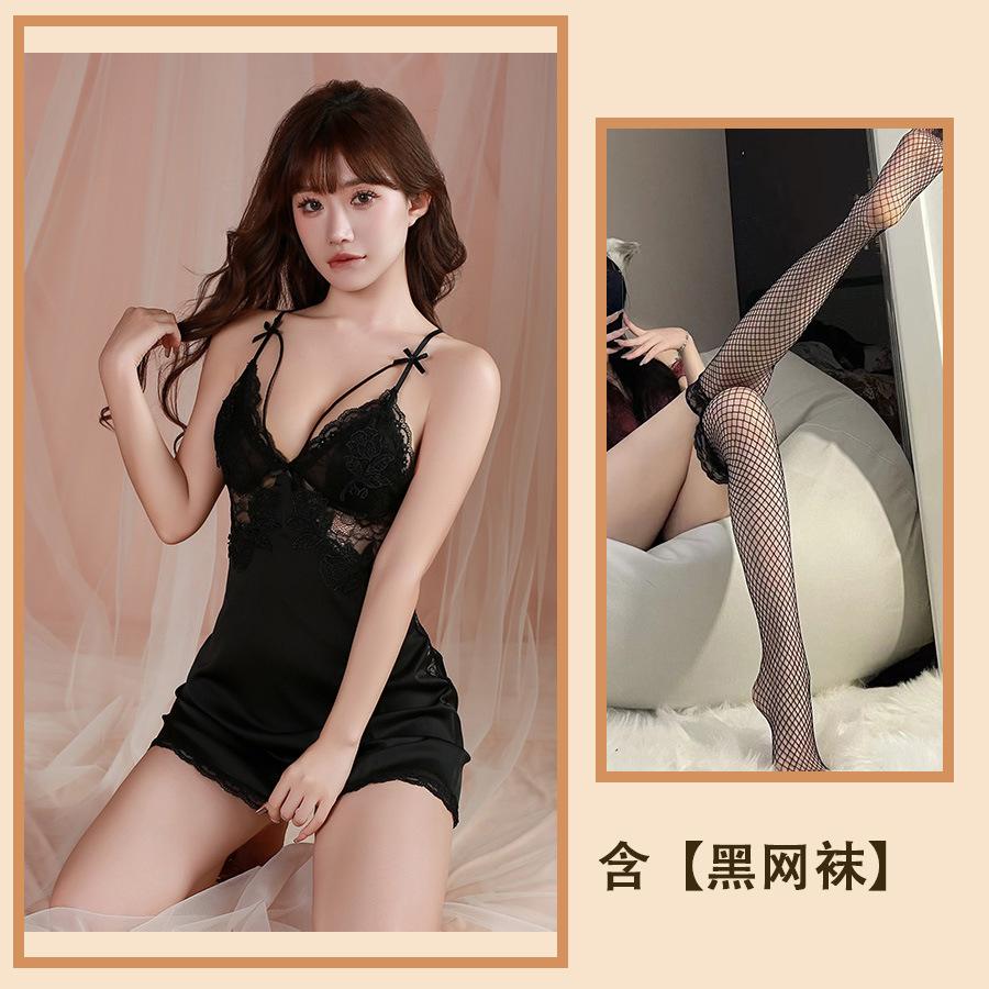 Sex Underwear Summer Sexy Backless Temptation Plus Chest Pads Gather Suspenders Nightgown Robe Loungewear Set