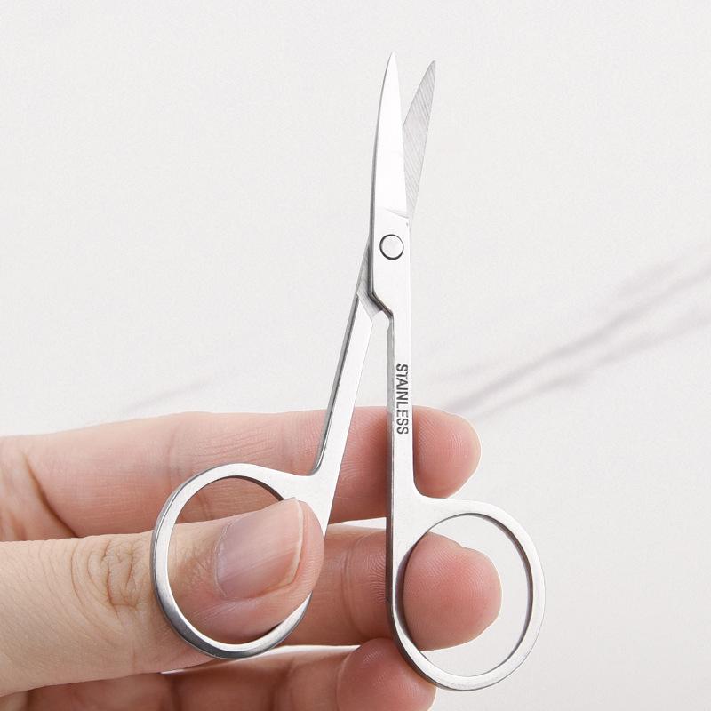 Stainless Steel Eyebrow Scissors Set - 2.5mm Thick, Mirror Finish, Round & Straight Tips