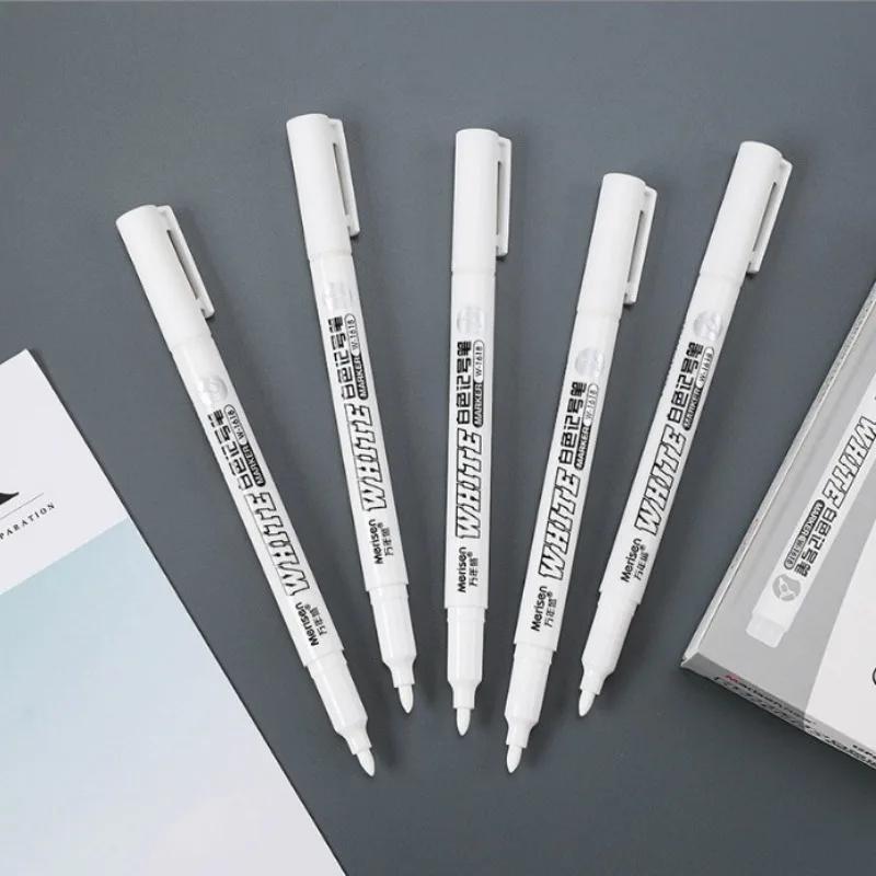 New 1PCS Waterproof Metal Marker Permanent White Paint Pen Washing Art Painting Graffiti Pens Fabric Wood Leather Marker1MM