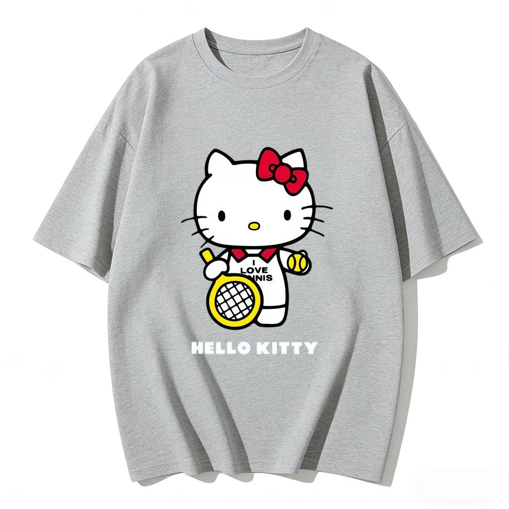 2026 Summer Hello Kitty Cartoon Printed Short Sleeve Pure Cotton Tshirt Womens Tees Parentchild Outfit Classic Fashion Tops