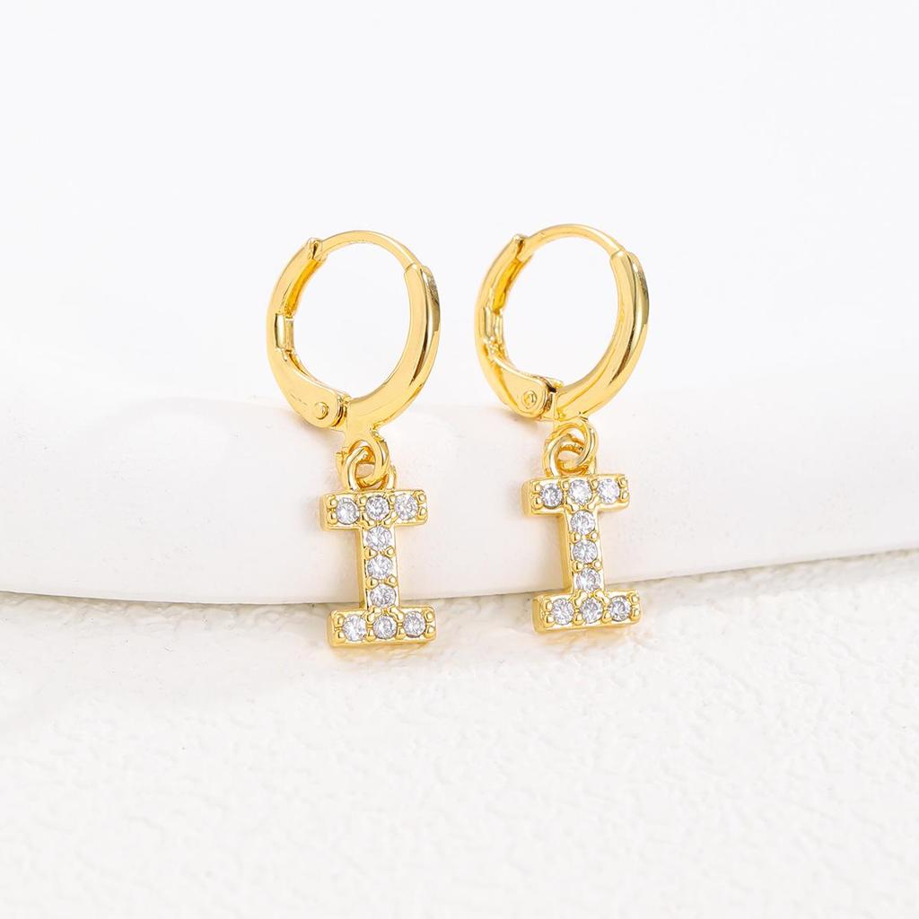 European and American Fashion Gold-Plated Zircon Letter Earrings for Women