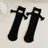 2 Pair Kids Holding Hands Socks Funny Hand In Hand Mid Tube Socks Novelty 3D Doll Socks Cute Christmas Gifts Black and White