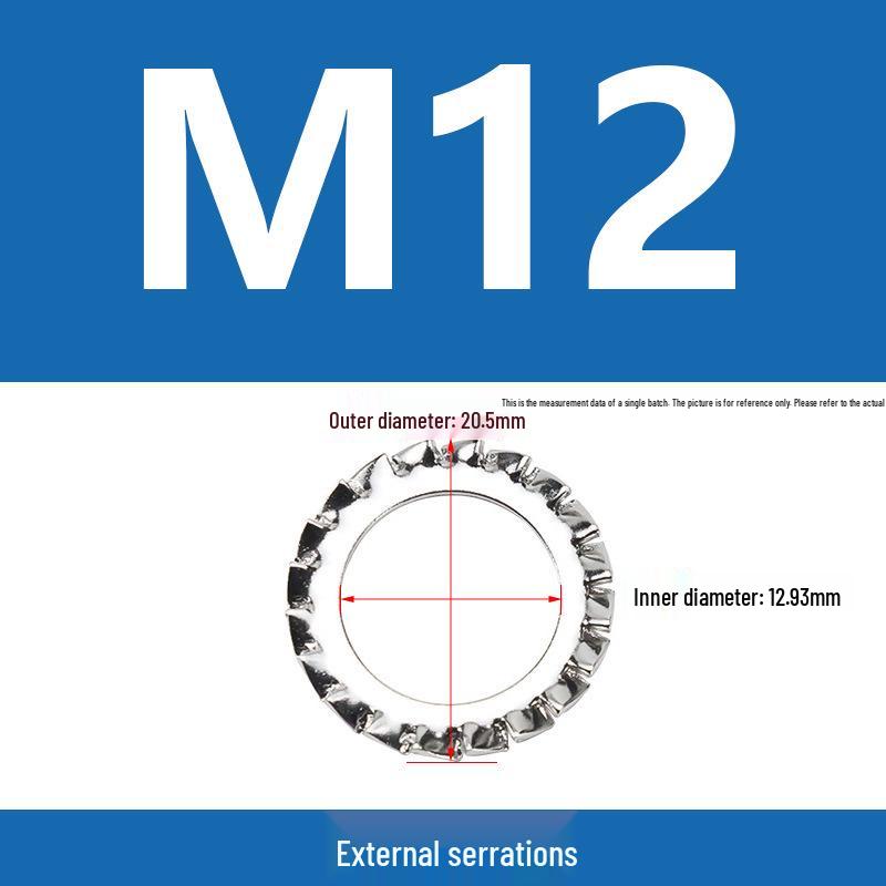 304 Stainless Steel Serrated Lock Washer with Anti-slip Teeth.
