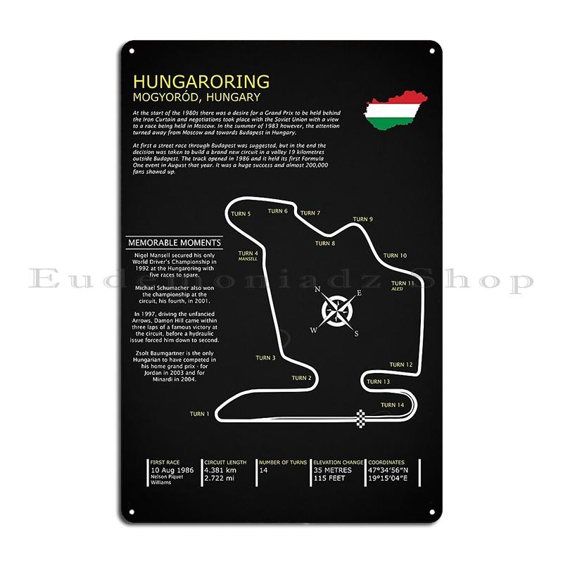 HUNGARORING HUNGARY TRACK MAP FLAG Hungaroring Grand Prix Circuit Metal Create Wall Decor Custom Design Pub Tin Sign Poster