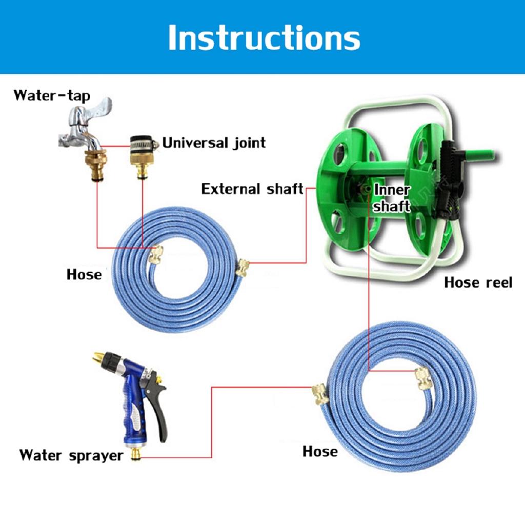 New Portable Hoses Reel Garden Wall Mount 10-45M 1/2 Cart Water Pipe Storage Car Washer Pipe Exclude Winding Tool Rack Holder Garden