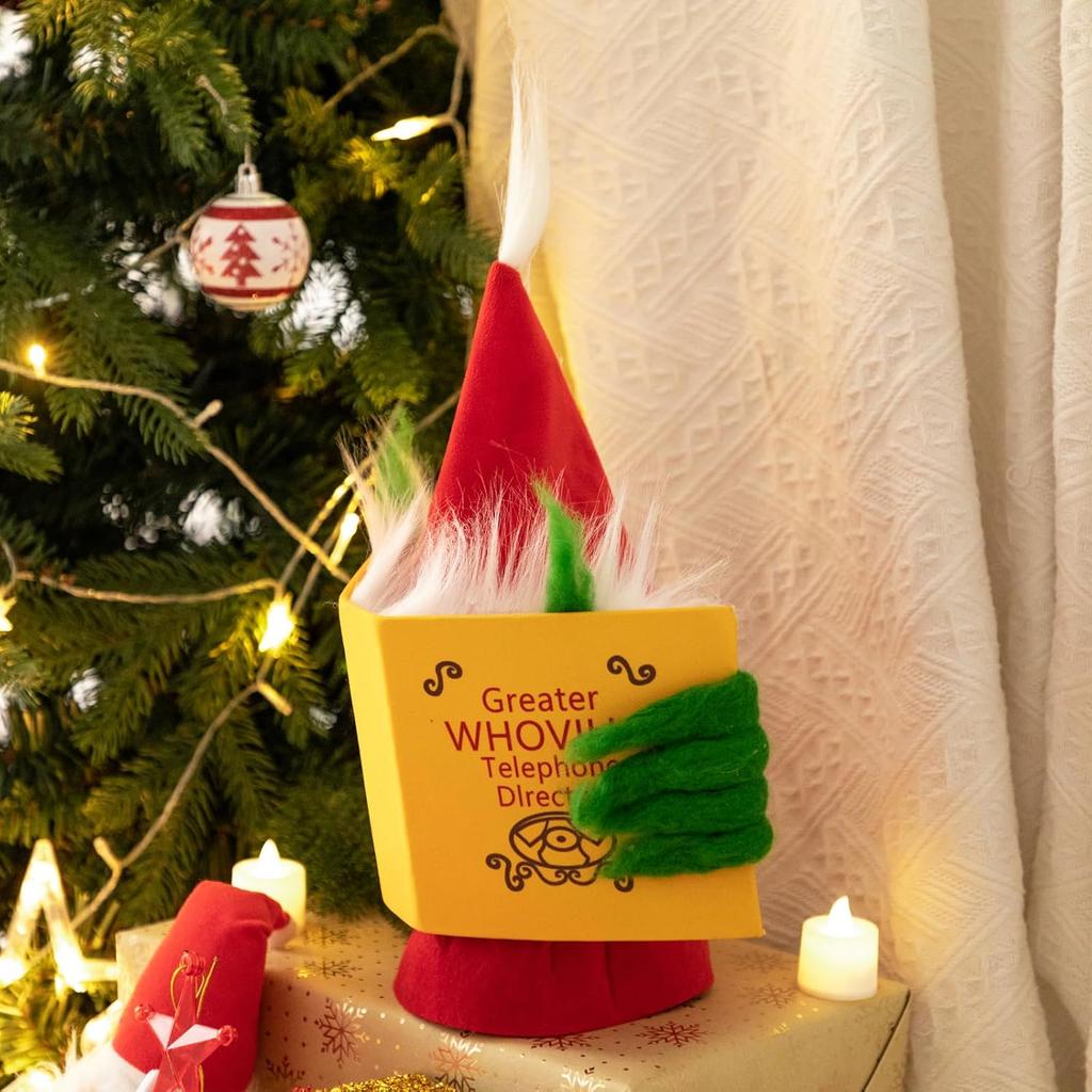Christmas Tree Topper Classic Green Monster Hiding Behind Book Treetop Decoration for Christmas Tree Decorations Xmas Holiday Party Favor (Tree