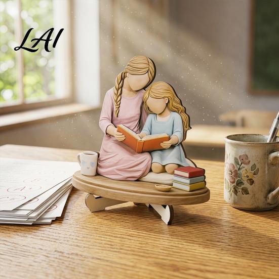 Wear-resistant Decorative Crafts Wooden Reading Desktop Ornaments for Home Office Decor Minimalist Figurine Premium Material Art Creative