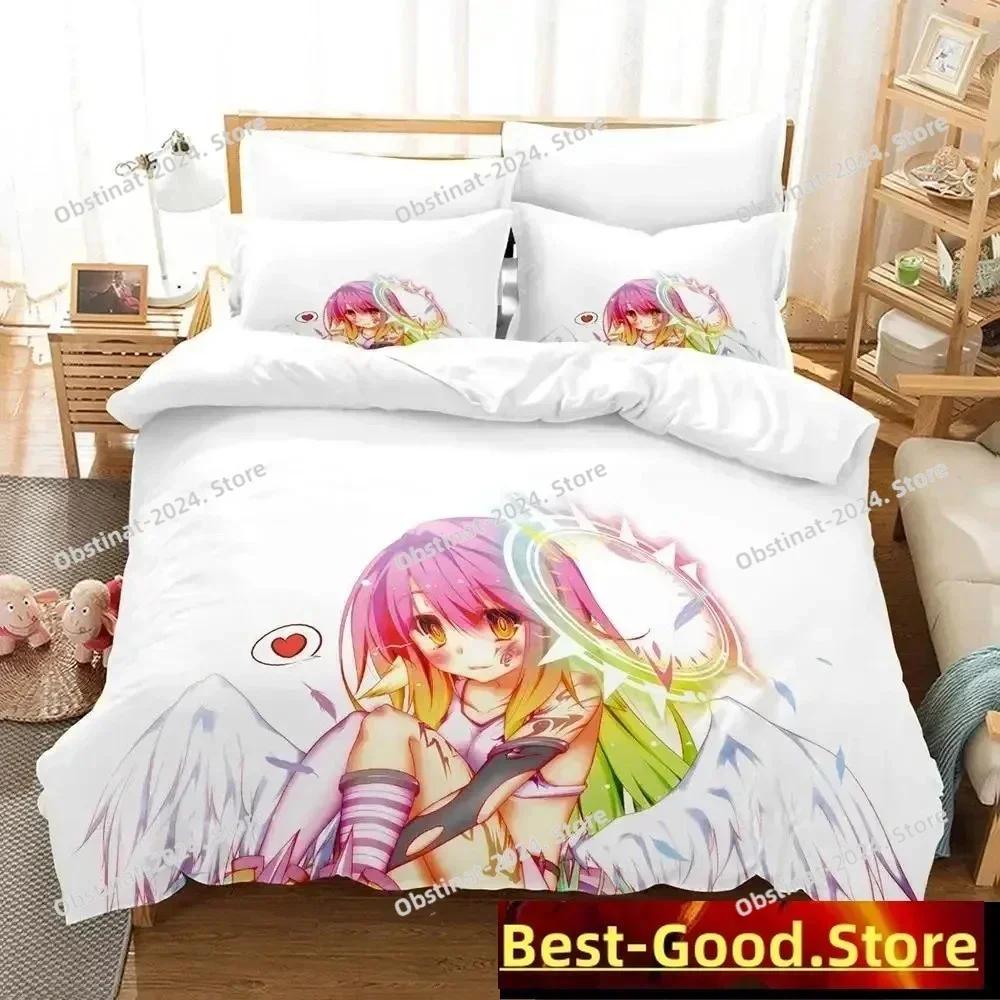 3D Druck Anime No Game No Life Bettwäsche Set Niedlicher Bettbezug Bettdecke Bettüberwurf mit Kissenbezug Twin Single Queen King Size Jungen Erwachsene