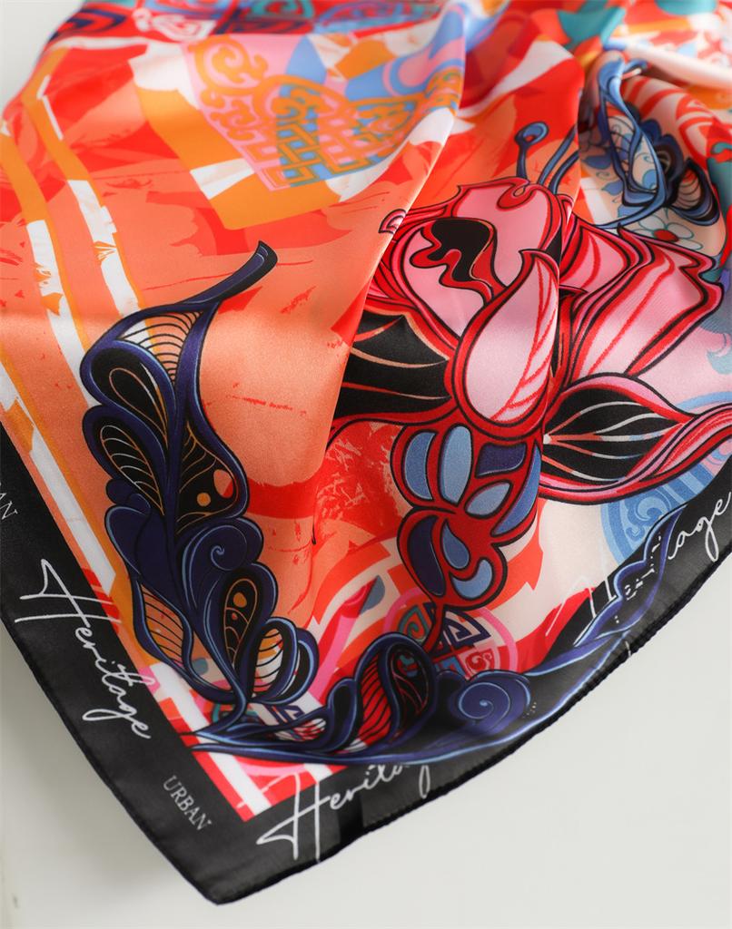 Color flower European and American style silk scarf sunscreen shawl new scarf simulation silk 71cm square scarf professional OL scarf women