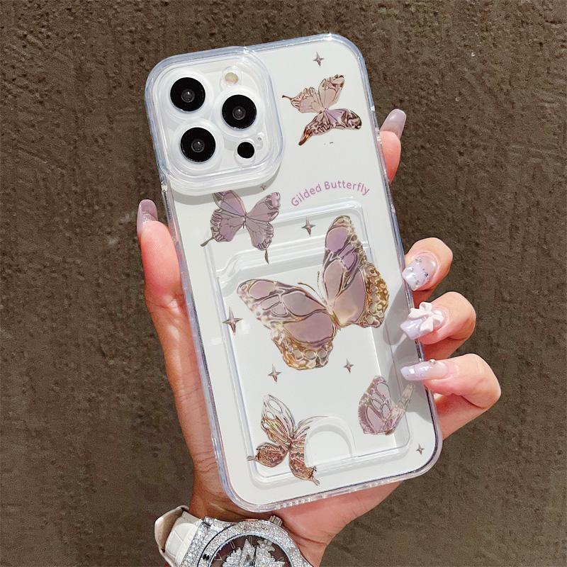 Card Slot Holder Silicone Wallet Pocket Case For Samsung S25 S24 S23 Ultra Xiaomi Redmi Note 13 12 11 iPhone 17 16 14 Pro Max Cover Clear Phone Bumper