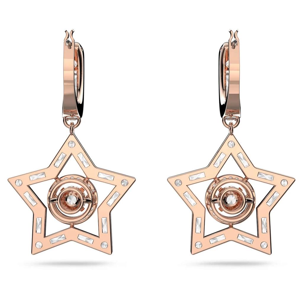Swarovski Stella Hoop Earrings Star White Rose Gold Tone Plated 5617769
