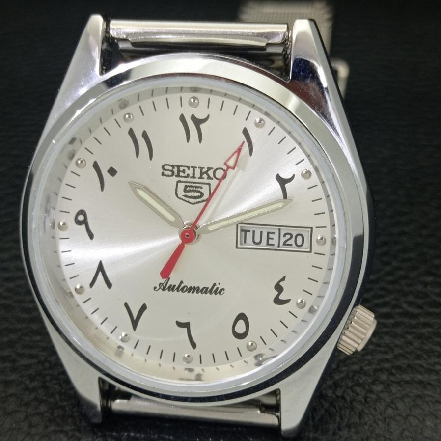 REFURBISHED VINTAGE SEIKO 5 AUTO 6309A JAPAN MENS ARABIC SILVER WATCH a175402-2