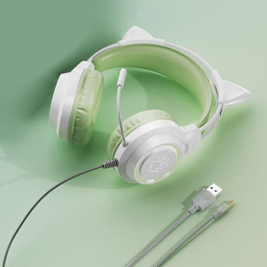 Wired Earphone 360 Degree Surround Sound Noise Cancelling with Mic RGB Light Wired Headset Gaming Supplies