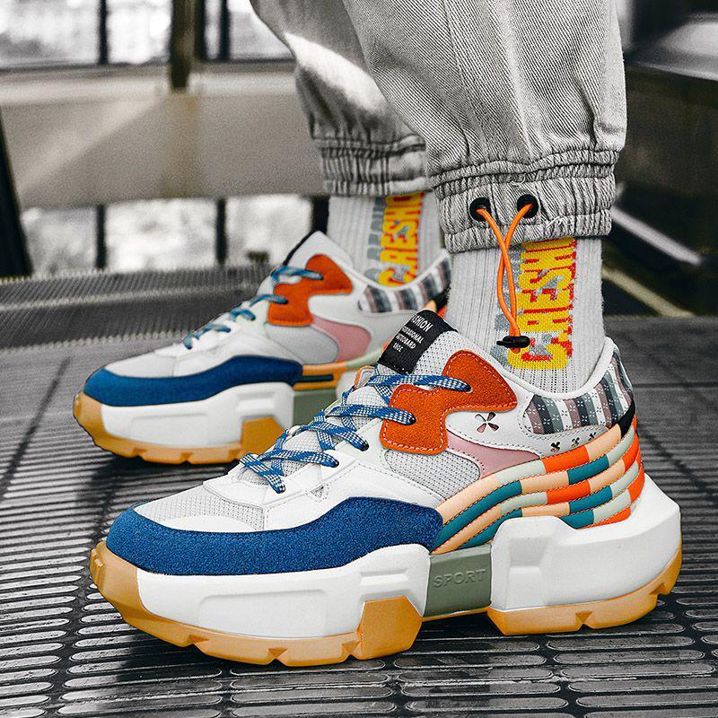 

Men s 2025 Autumn Trendy Korean Fashion Sneakers with Thick Soles & Height Boost Size 45