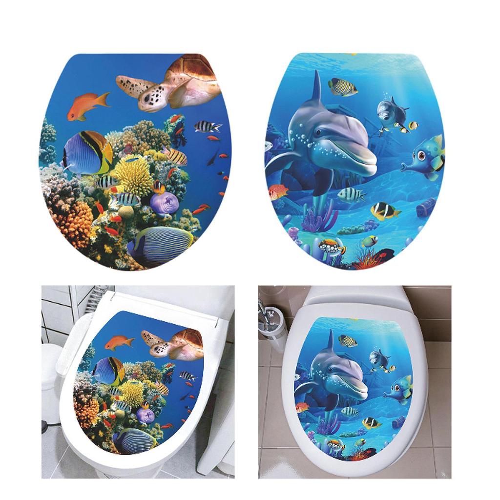 Fürdőszobai WC-matrica, levehető szobadekoráció, 3D víz alatti világ falimatricák bútorokhoz, hálószobához, gyerekszobához, fürdőszobaajtóhoz