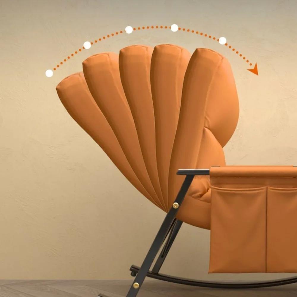 Rocking Chair Foldable Siesta Waterproof Technology Cloth Adjustable Tumbler Carbon Steel Frame Multiple Support Points Recliner