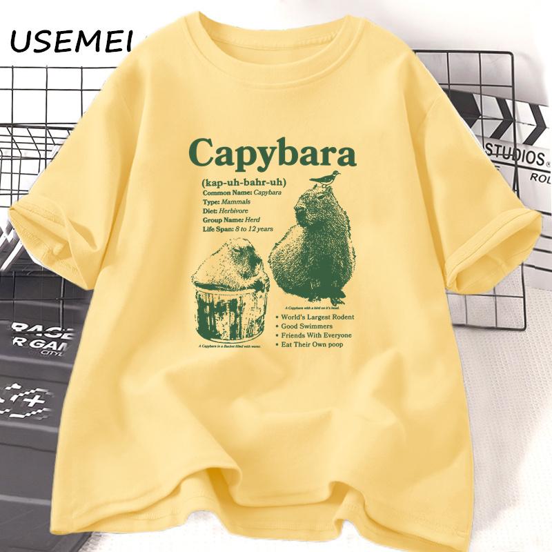 Capybara T-shirt Unisex Unisex Vintage Sience Theme Graphic Tee Trending Funny Cotton Short Sleeve T Shirt Summer Animal Tee Clothes