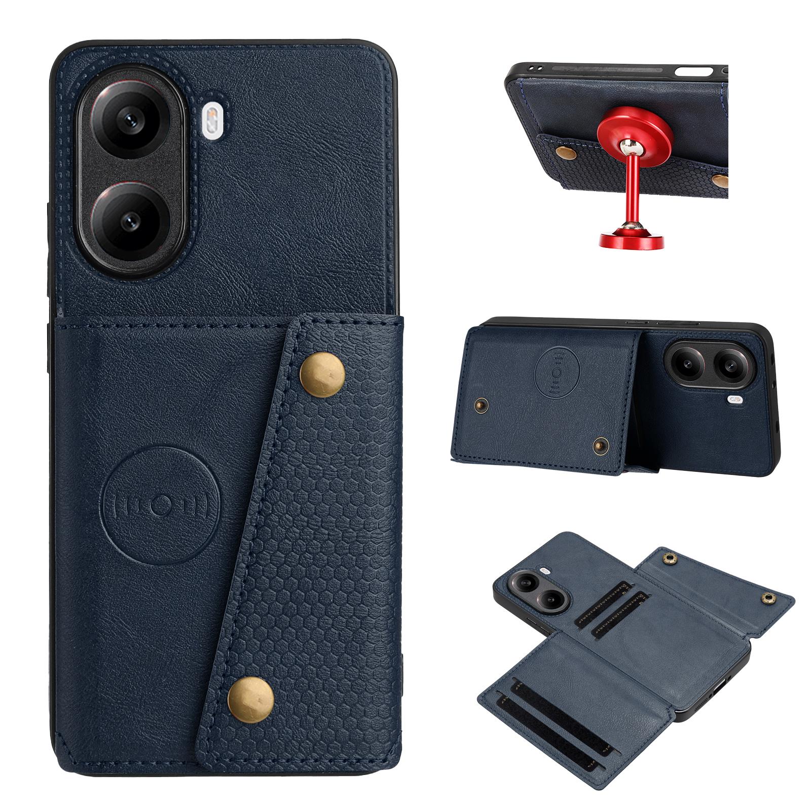 

For Xiaomi Redmi Turbo 4 5G/Poco X7 Pro 5G Case with Card Slots Kickstand Leather+TPU Phone Cover Blue