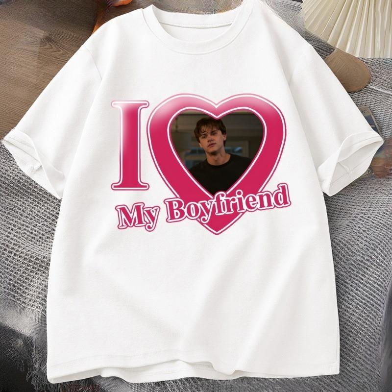 Team Conrad I Love My Boyfriend T Shirt Causal Cotton Short Sleeve Tshirt Round Neck Printed Couple Tshirt WOMENs Clothing