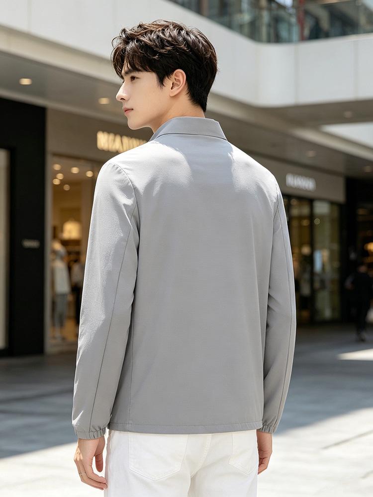 Leichte Sonnenschutzjacke für Herren - Frühjahr/Sommer 2026 Business Casual Revers Oberteil, Unifarben