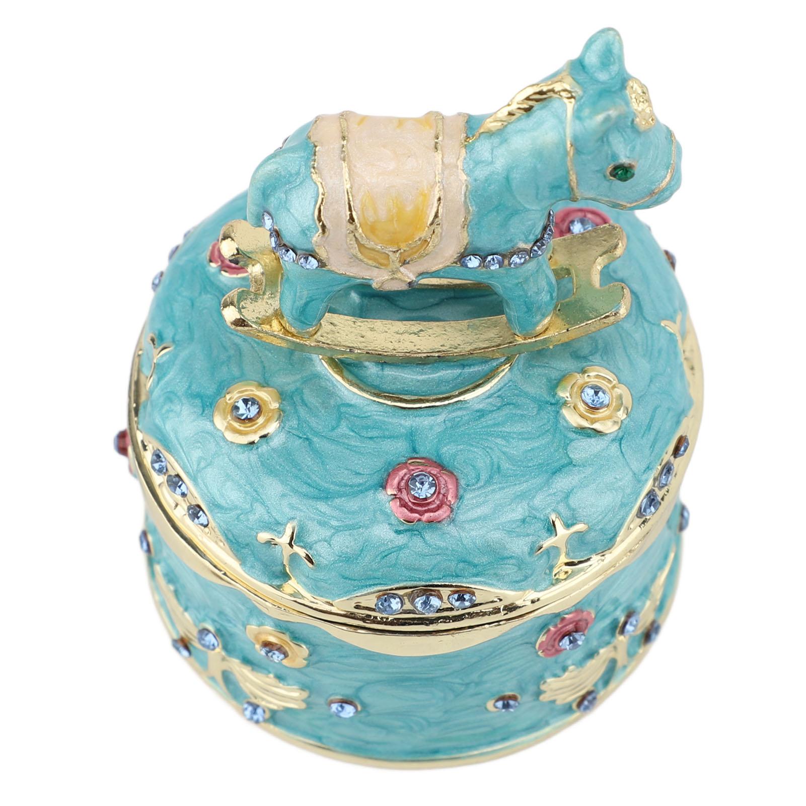 

Round Pattern Enameled Jewelry Box Decorative Vintage Metal Trinket Box Enameled Jewelry for Desktop and Bedroom