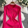 Autumn Winter Women Brand Designer Runway Party Dresses Full Sleeve Knitted Sweater Long Midi Pullover Fishtail Dress